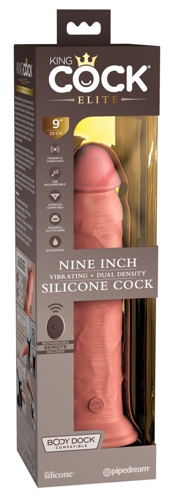 9  VIBRATING + DUAL DENSITY SILICONE COCK WITH REM